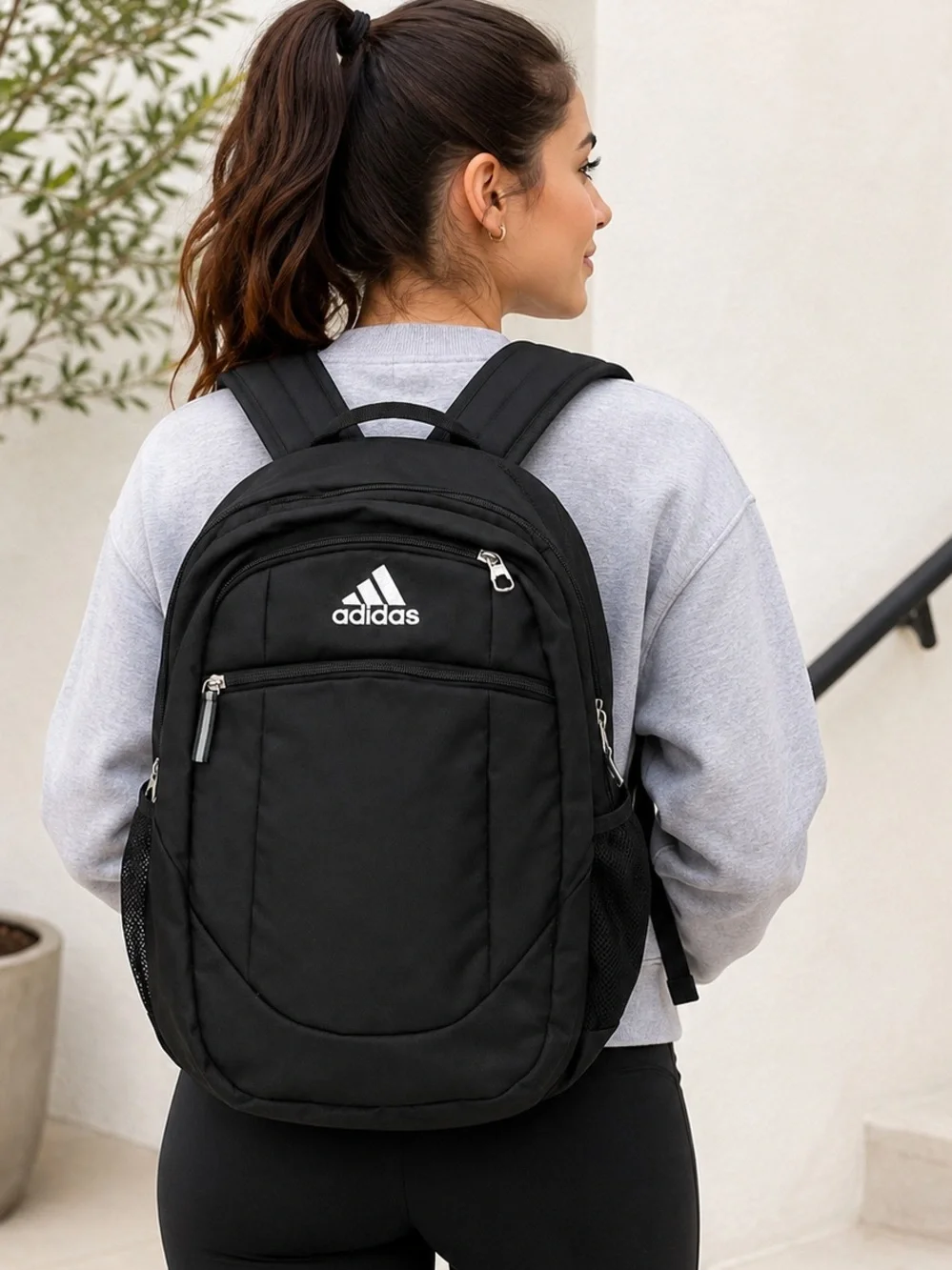 Adidas Black Backpack Book Bag School Gym Travel One Size